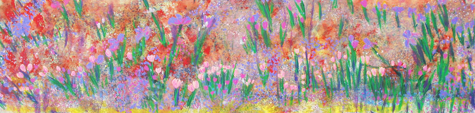 A large painting of spring flowers by Francis Caruso, 2007