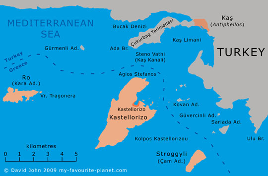 Map of Kastellorizo and Kas by David John