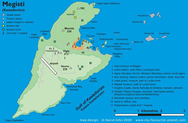 Detailed map of Kastellorizo island, Greece by David John Detailed map of Kastellorizo island, Greece by David John