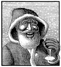 Santa Claus with a glass of Chateau Lapland