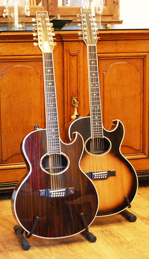 Hugh Featherstone's two vintage Washburn 12-string guitars