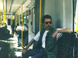 Hugh Featherstone on a Berlin tram