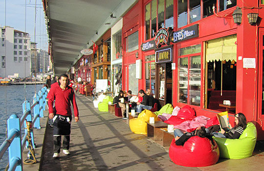 cafe on the Galata Bridge, Istanbul cafe on the Galata Bridge, Istanbul