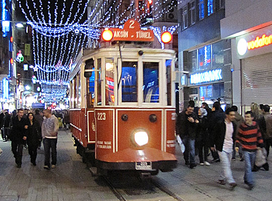 antique tram on Istikal Caddesi, Istanbul