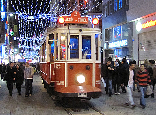 antique tram on Istikal Caddesi, Istanbul antique tram on Istikal Caddesi, Istanbul