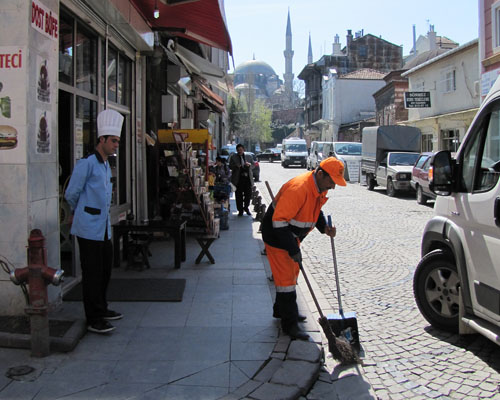 street sweeper in the Fatih District, Fatih District, Istanbul street sweeper in the Fatih District, Istanbul