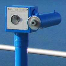 An Owl Telescope on the east end of Bangor Pier, North Wales at The Cheshire Cat Blog