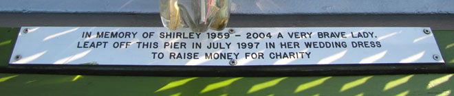 Memorial bench plaque for Shirley at The Cheshire Cat Blog