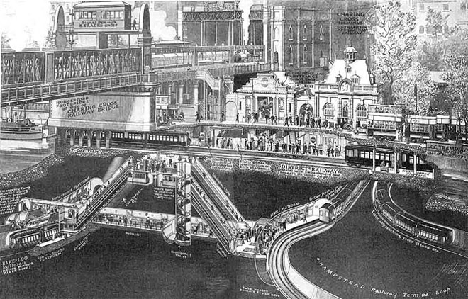 Charing Cross Bridge and railway, underground and tram links, London at the Cheshire Cat Blog