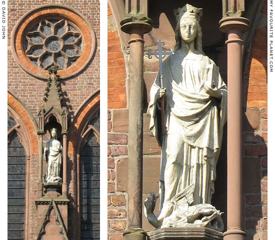 Statue of Saint Margaret of Antioch with a dragon at her feet at The Cheshire Cat Blog