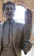statue of comedian Ken Dodd, alias Professor Rufus Chuckabutty, by Tom Murphy, Lime Street Station, Liverpool at The Cheshire Cat Blog
