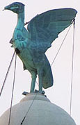Liver bird designed by Carl Bernard Bartels, on top of the Royal Liver Building, Liverpool at The Cheshire Cat Blog