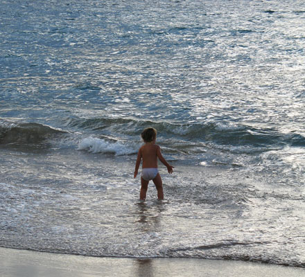 Paddling in the Atlantic Ocean at Afortunada at The Cheshire Cat Blog