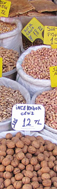 Selection of nuts in a shop in the Fatih district, Istanbul at The Cheshire Cat Blog