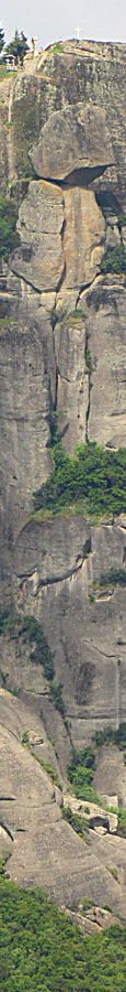 The 575 metre high rock of Agios Stefanos monstery, Meteora, Greece at The Cheshire Cat Blog