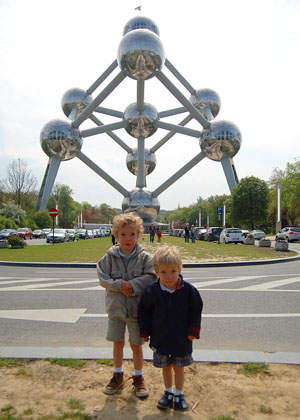 The boys at the Atomium, Brussels at The Cheshire Cat Blog