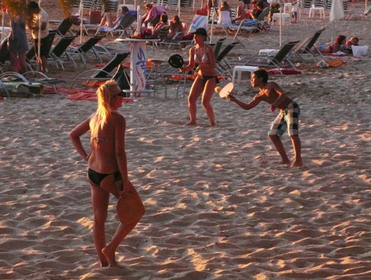 Beach sport in Stoupa, near Kalamata, Peloponnese, Greece at The Cheshire Cat Blog