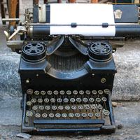 Old typewriter in a junk shop, Psyri, Athens at The Cheshire Cat Blog
