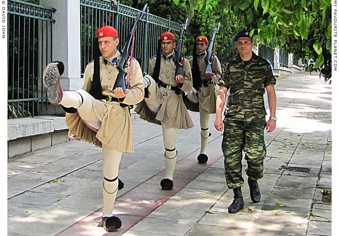 Evzones marching near the President's palace, Syntagma, Athens, Greece at The Cheshire Cat Blog Evzones marching near the President's palace, Syntagma, Athens, Greece at The Cheshire Cat Blog