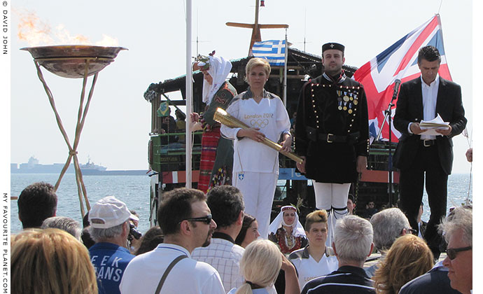 The British Union Jack flag being raised during the Olympic flame ceremony in Thessaloniki, Greece at The Cheshire Cat Blog