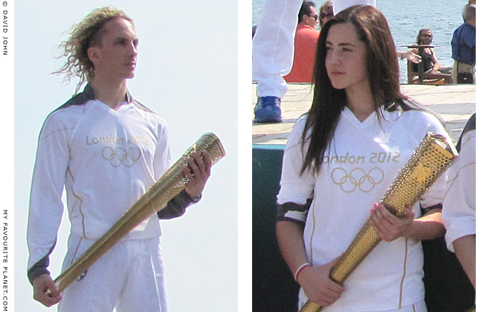 Greek torchbearers during the 2012 Summer Olympics flame ceremony in Thessaloniki, Greece, at The Cheshire Cat Blog