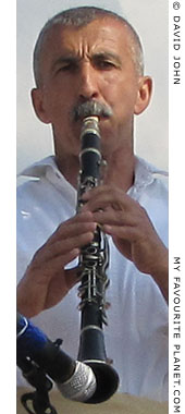 A Macedonian clarinettist playing traditional Greek dance music in Thessaloniki, Greece, at The Cheshire Cat Blog