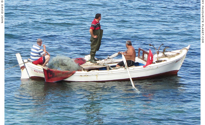 Three men in a boat, Ionian coast of Turkey at The Cheshire Cat Blog