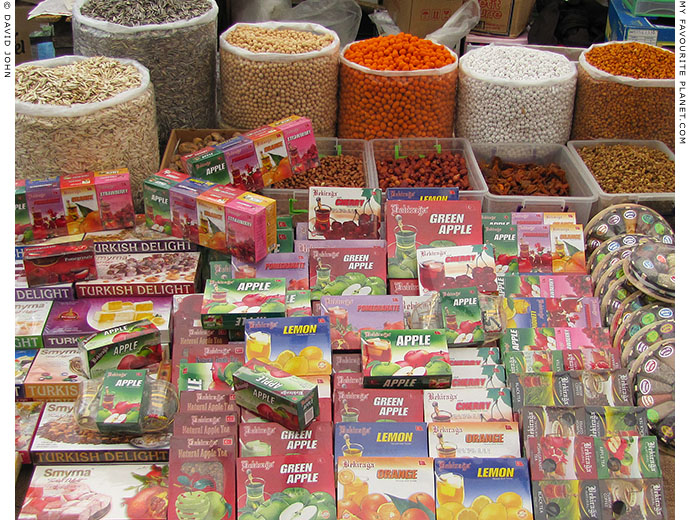 Tea and Turkish delight in Selcuk market, Turkey at The Cheshire Cat Blog