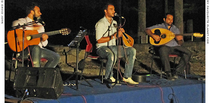 George Sfakianakis and his band play Cretan music in Pella, Greece at The Cheshire Cat Blog