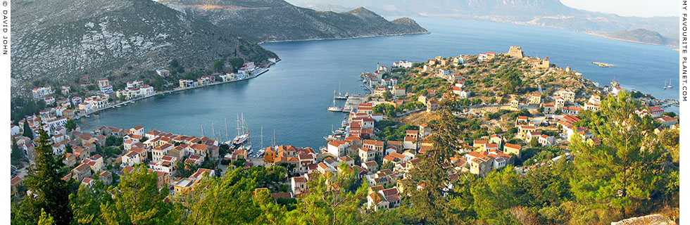 Panoramic view of the main harbour of Kastellorizo island, Dodecanese, Greece at The Cheshire Cat Blog