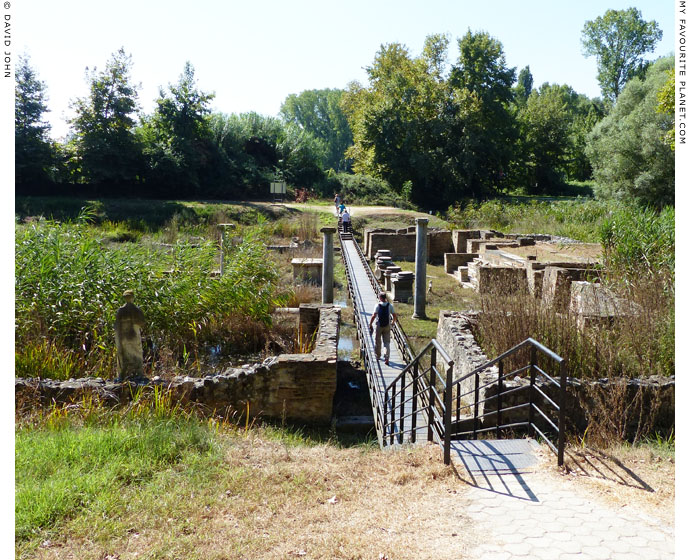 The raised walkway through the sanctuary of Isis, ancient Dion, Macedonia at The Cheshire Cat Blog