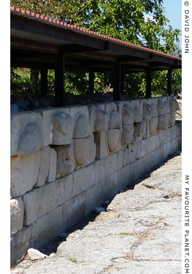 The reconstructed shield and armour relief, Dion Archaeological Park at The Cheshire Cat Blog