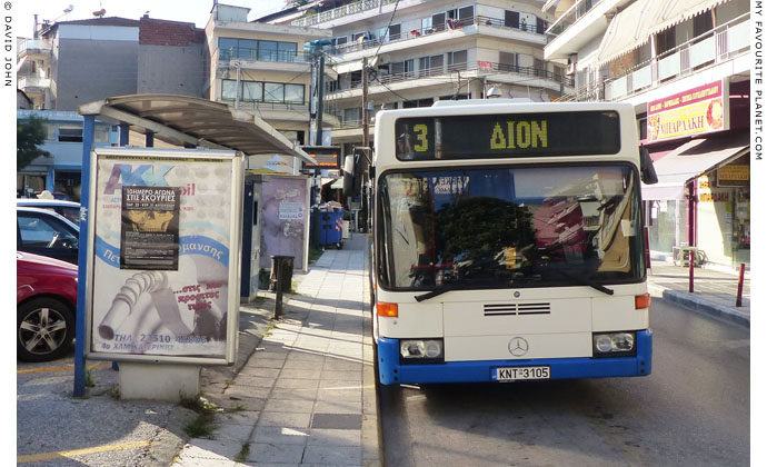 The local bus for Dion in Katerini city centre at The Cheshire Cat Blog