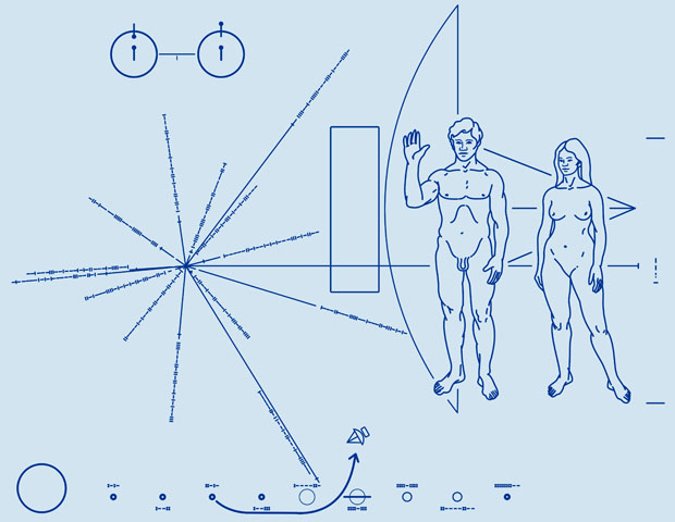 NASA Pioneer spacecraft plaque at Edwin Drood's Column