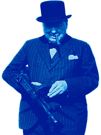 Winston Churchill inspects a Tommy gun at The Mysterious Edwin Drood's Column Winston Churchill inspects a Tommy gun at The Mysterious Edwin Drood's Column