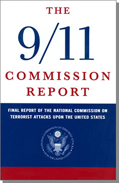 Front cover of the 9/11 Commission Report at the Mysterious Edwin Drood's Column