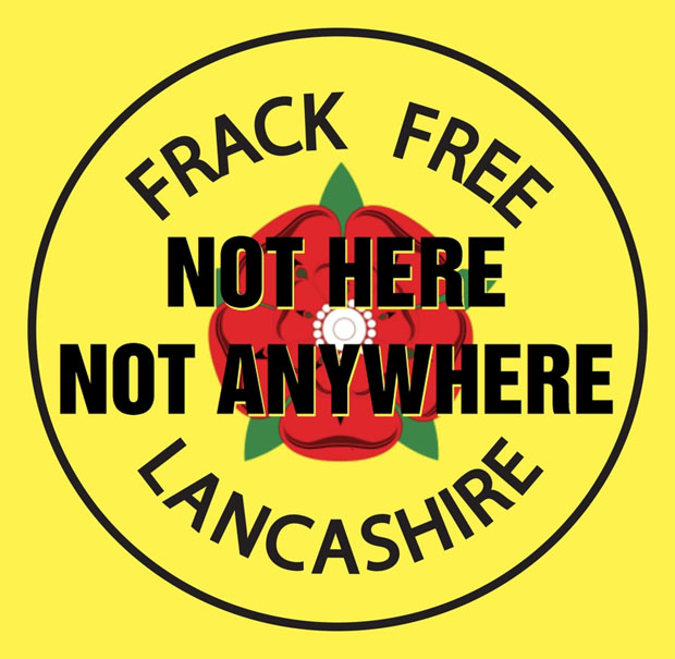 Frack Free Lancashire campaign logo at the Mysterious Edwin Drood's Column