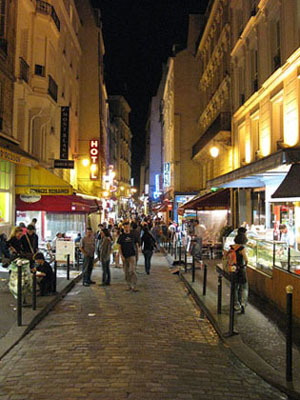 Night life in the narrow streets of the Latin Quarter, Paris at My Favourite Planet