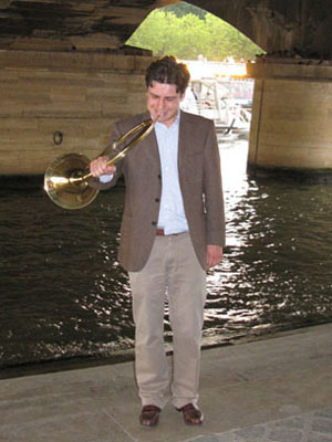 Horn player under Pont d'Iena, Paris at My Favourite Planet