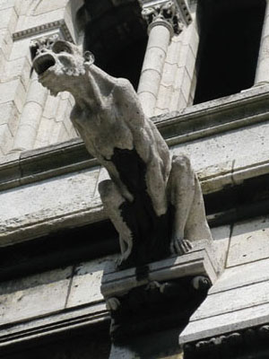 Gargoyle on west side of Sacre Coeur, Montmartre, Paris at My Favourite Planet