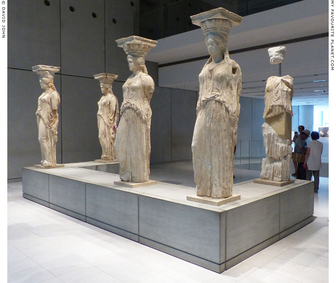 Caryatids from the Erechtheion in the New Acropolis Museum, Athens, Greece at My Favourite Planet