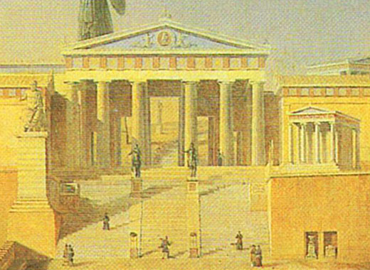 Idealized view of the Propylaea and the Pedestal of Agrippa, Acropolis, Athens by Leo von Klenze