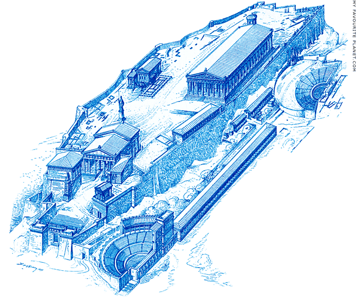 Reconstructed aerial view of the Athens Acropolis during the late Roman period at My Favourite Planet