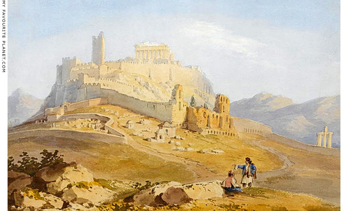 A watercolour of the Acropolis in the 19th century by William Page