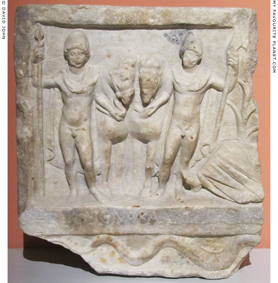Votive relief of Castor and Pollux, the Dioskouri, from Amphipolis, Macedonia, Greece