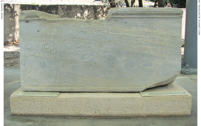 An inscribed choregic base honouring Gaius Julius Antiochus Epiphanes Philopappos at My Favourite Planet