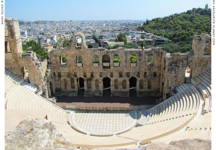 The interior of the Odeion of Herodes Atticus with restored seating at My Favourite Planet The interior of the Odeion of Herodes Atticus with restored seating at My Favourite Planet