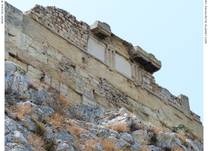 Reused stone blocks and triglyphs in the north wall of the Acropolis at My Favourite Planet