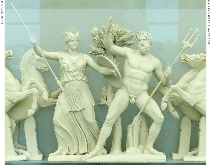 The contest between Athena and Poseidon from the west pediment of the Parthenon at My Favourite Planet The contest between Athena and Poseidon from the west pediment of the Parthenon at My Favourite Planet