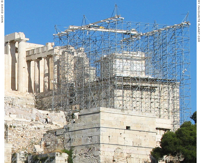 The Temple of Athena Nike surrounded by scaffolding in 2007 at My Favourite Planet The Temple of Athena Nike surrounded by scaffolding in 2007 at My Favourite Planet